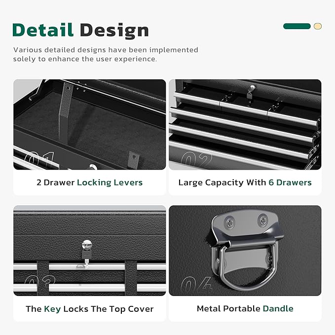 Greenvelly 8-Drawer Rolling Tool Chest, Metal Tool Chest - Image 4