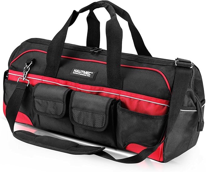 HAUTMEC 24" Large Pro Tool Bag, Heavy-Duty 1680D Double-Layer Fabric Wide Mouth by HAUTMEC