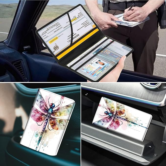 Car Registration and Insurance Holder, Leather Car Glove Box Organizer - Image 7