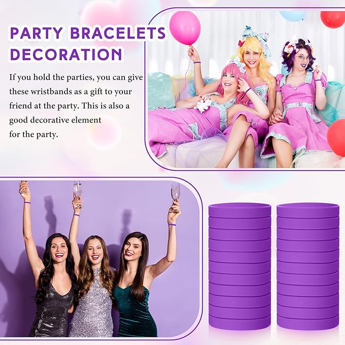 Liliful 100 Pcs Silicone Rubber Wristbands Rubber Wristband Bracelet Bands - Image 3