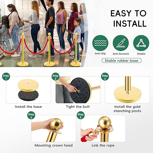 Gold Stanchions with Red Velvet Ropes - Image 4