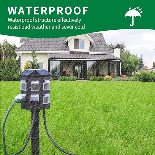 TiFFCOFiO Outdoor Power Strip Waterproof, 24 Hour Mechanical Timer, 6 ft - Image 3