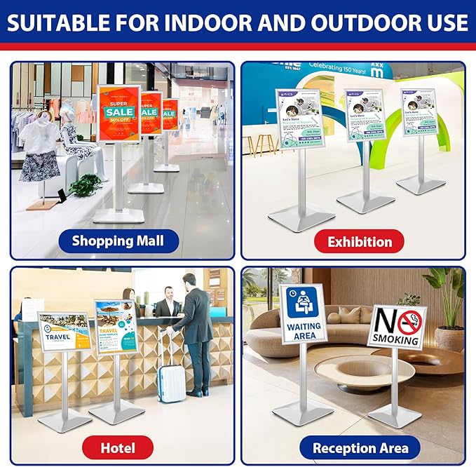 Pedestal Sign Holder 11x17inch Adjustable Floor Stand - Image 9