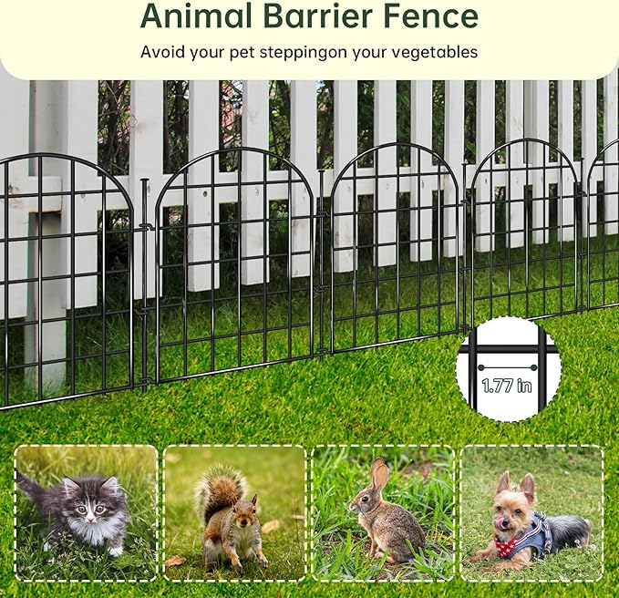 32.5 ft x 22 in Garden Fence, 30 Panels Arched No Dig Fence, Decorative Animal - Image 3