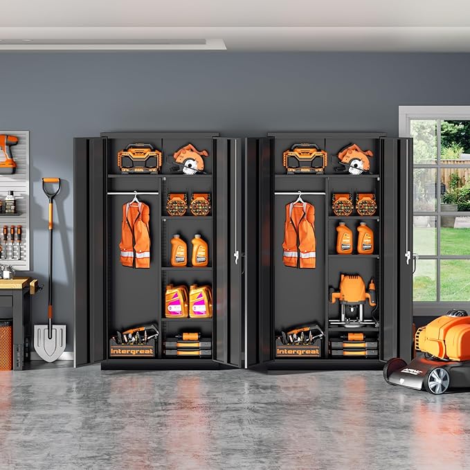 INTERGREAT Metal Wardrobe Closet, Armoire Wardrobe Closet - Image 9