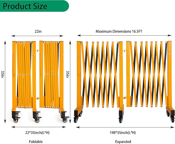 16.5FT Expandable Barricade Gate, Expandable Metal Barricade Gate Alloy Fence - Image 2