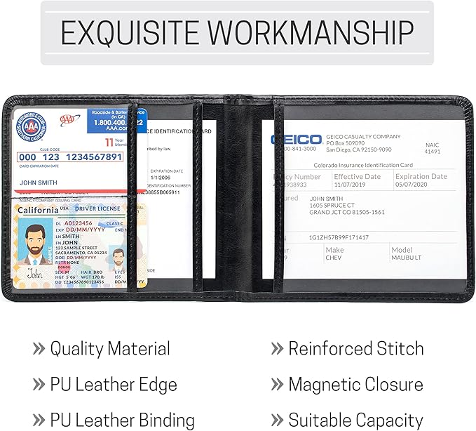CANOPUS Car Registration and Insurance Holder, PU Leather Card Holder, Vehicle - Image 4