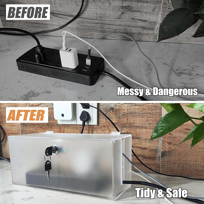 Cable Management Box with Lock, Cable Organizer Box & Power Strip Cover - Image 4