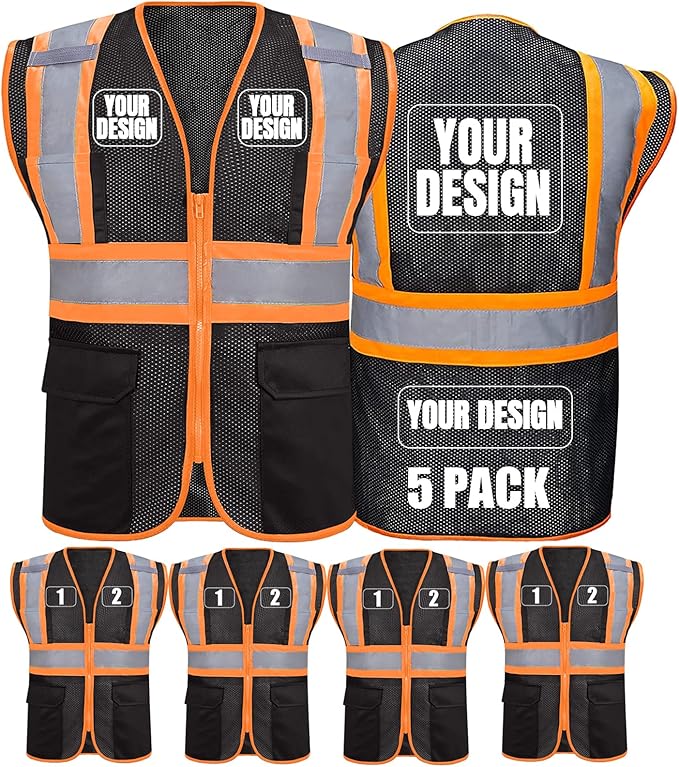 BeautyWill Custom Safety Vest Customized Logo Class 2 High Visibility by BeautyWill
