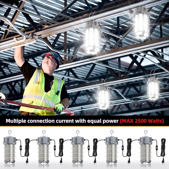 250W LED Temporary Work Light 37, 500 Lumen Construction Lights 5000K LED Work - Image 3