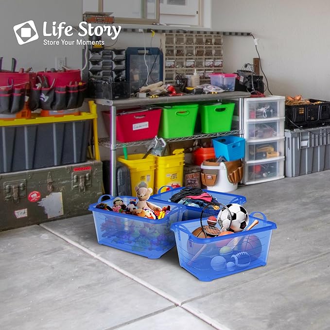 Life Story 12 Pack Light Duty Stackable Storage Bin, 55 Quart Home Organizer - Image 4