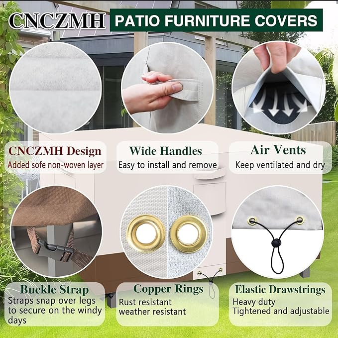 Square Heavy Duty Patio Table Covers Waterproof, 600D Outdoor Dining Table and - Image 5