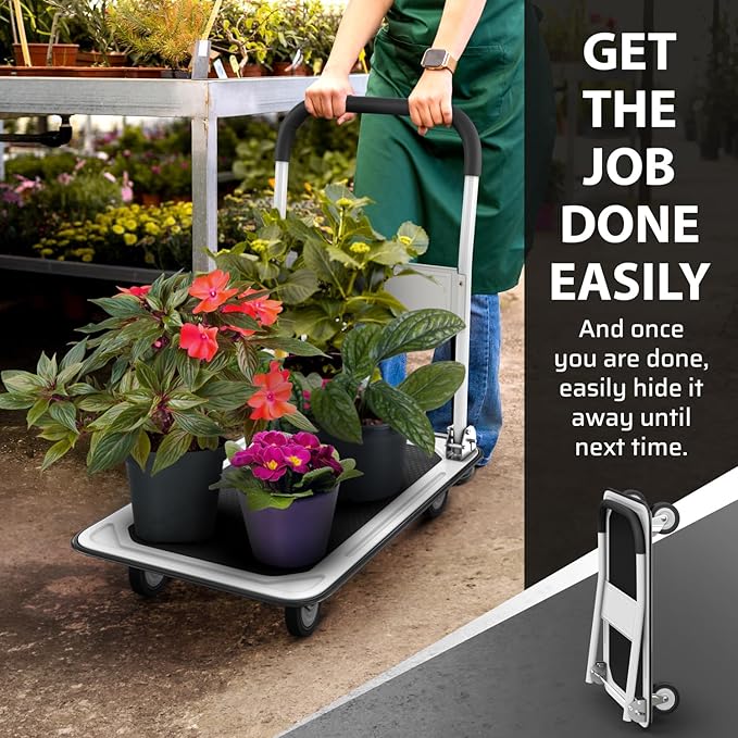 Heavy Duty Foldable Push Cart Dolly | 330 lbs. Capacity | Upgraded Collapsible - Image 6