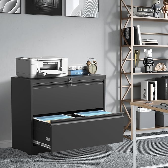 File Cabinets 2 Drawer, Metal Office Storage Filing Cabinet - Image 2
