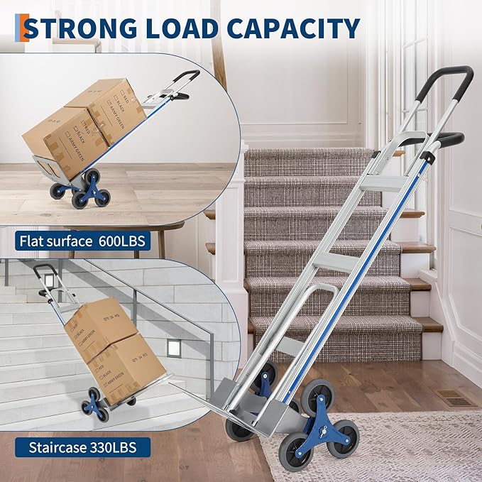 Heavy-Duty 2-in-1 Aluminum Stair Climbing Hand Truck – 600 lbs Capacity - Image 5