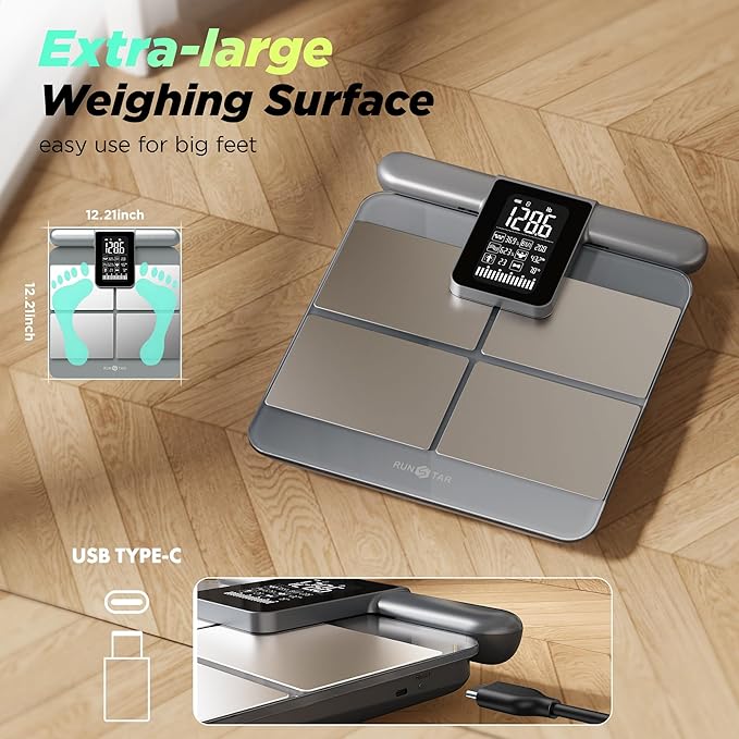 RunStar Scale for Body Weight and Fat Percentage, 8-Electrodes Precision - Image 3