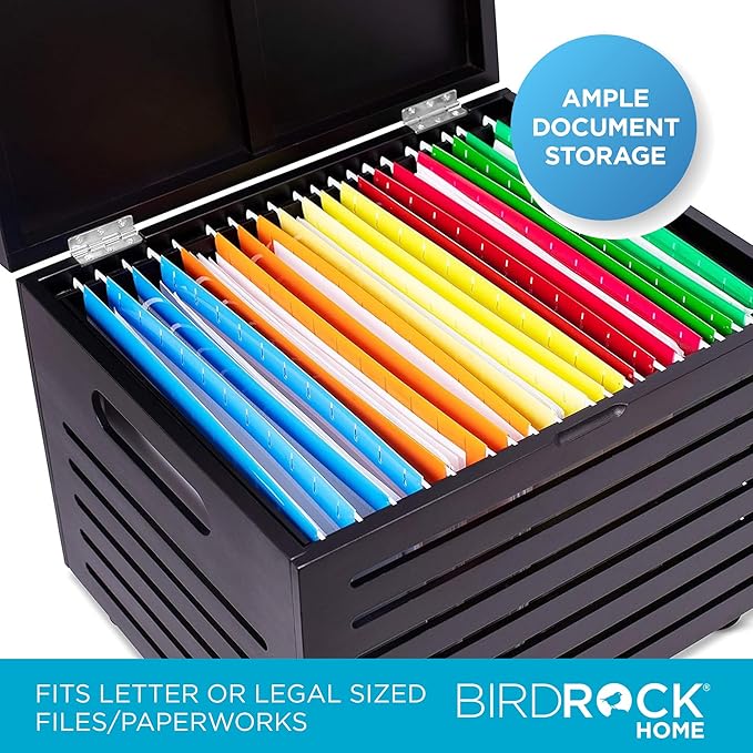 BIRDROCK HOME Bamboo Rolling File Storage Organizer Box - Image 4