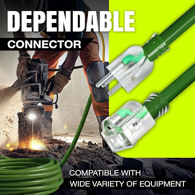 50ft Outdoor/Indoor Extension Cord 12/3 Gauge Extra Heavy Duty 3 Prong SJTW - Image 4