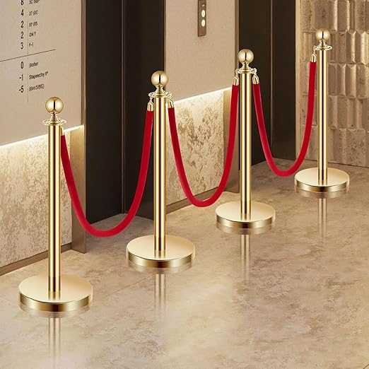 VEVOR Stanchions and Velvet Ropes 4Pcs, Hollow Base - Image 8