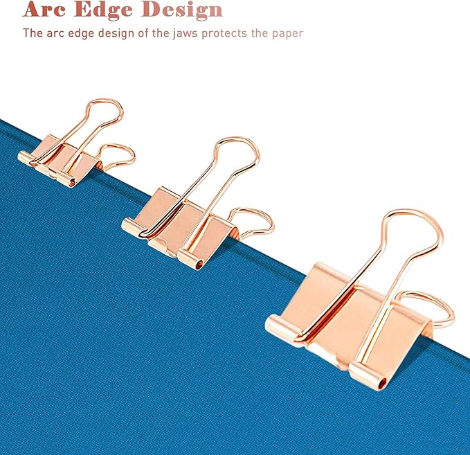 Large Rose Gold Binder Clips 1.6 inch 24 pcs, Capacity 0.66 Inch 41 mm fold - Image 5