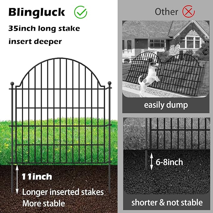 Decorative Metal Garden Fence 10 Panels, 32in x 23.6ft No Dig Dog Fence Outdoor - Image 3