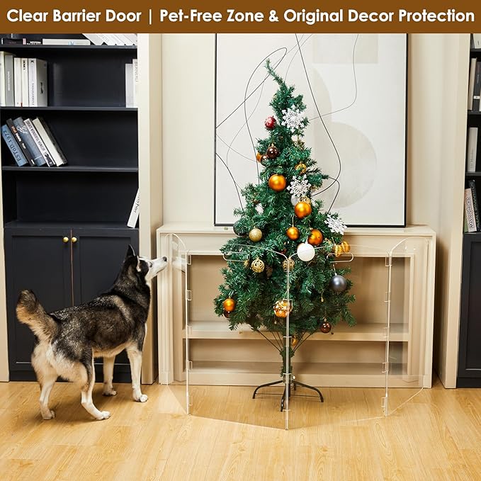 Modern Frame Clear Acrylic Freestanding Dog Gate - Image 3