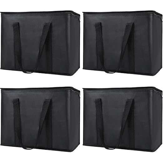 4-Pack Insulated Reusable Shopping Grocery Bags, X-Large Soft Cooler Bag by Bodaon