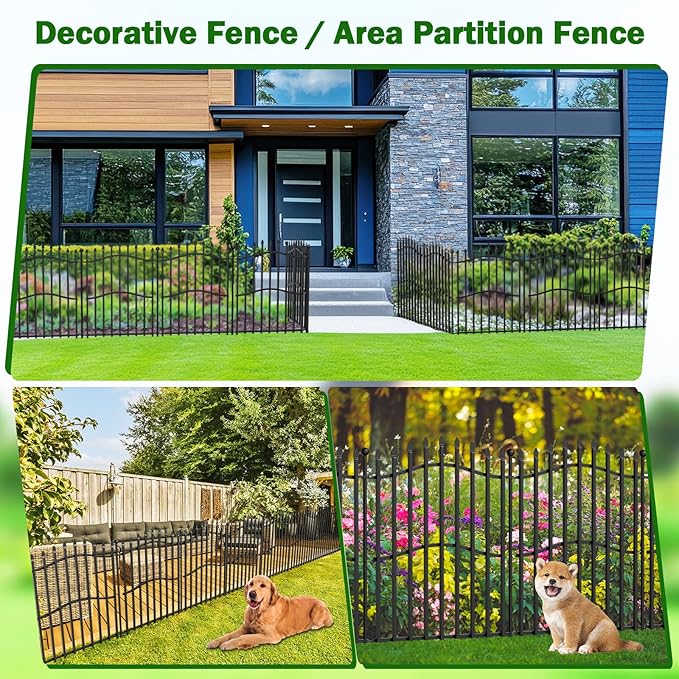 10 Panels No Dig Decorative Garden Fence - 32in H x 22.5ft L - Image 4