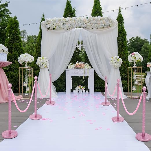 Ferraycle 4 Pcs Stainless Steel Stanchions Post Queue 38 Inch, 5 ft Velvet - Image 6