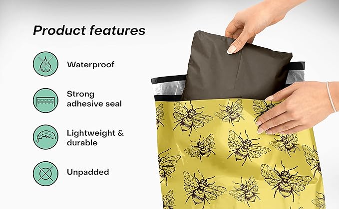 10x13 Poly Mailers – Honey Bee – Waterproof, Tear-Resistant Shipping Bags - Image 4