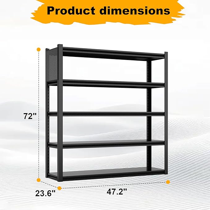 Storage Shelves with Pegboard, Metal Shelving Adjustable Shelves, Steel Garage - Image 3
