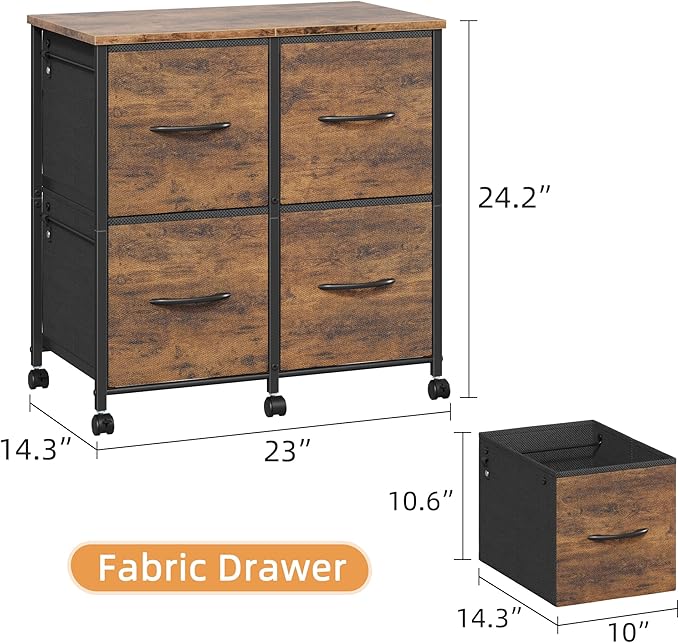 4 Drawer Lateral File Cabinet, Mobile Filing Cabinet - Image 3