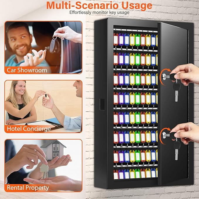 200 Keys Dual Lock Key Cabinet, Anti-Theft Key Lock Box - Image 4