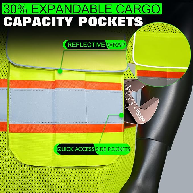 BeautyWill Custom Logo 10 Pockets Safety Vest Class2 ANSI Certified High - Image 5
