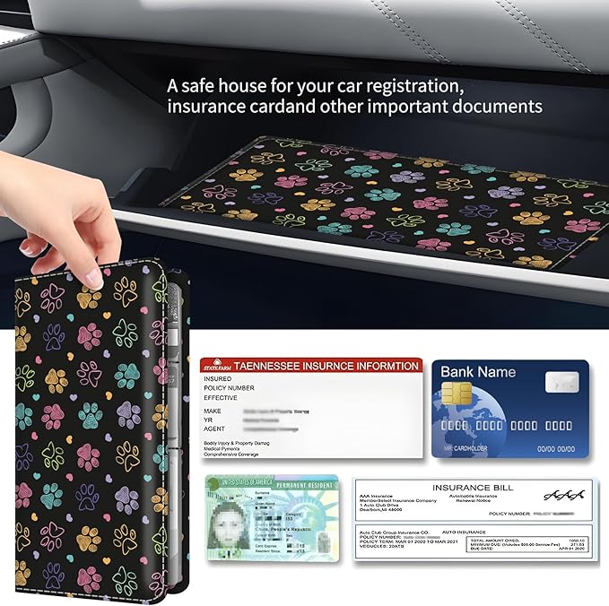 Premium Car Registration and Insurance Card Holder, Cute PU Leather Car - Image 3