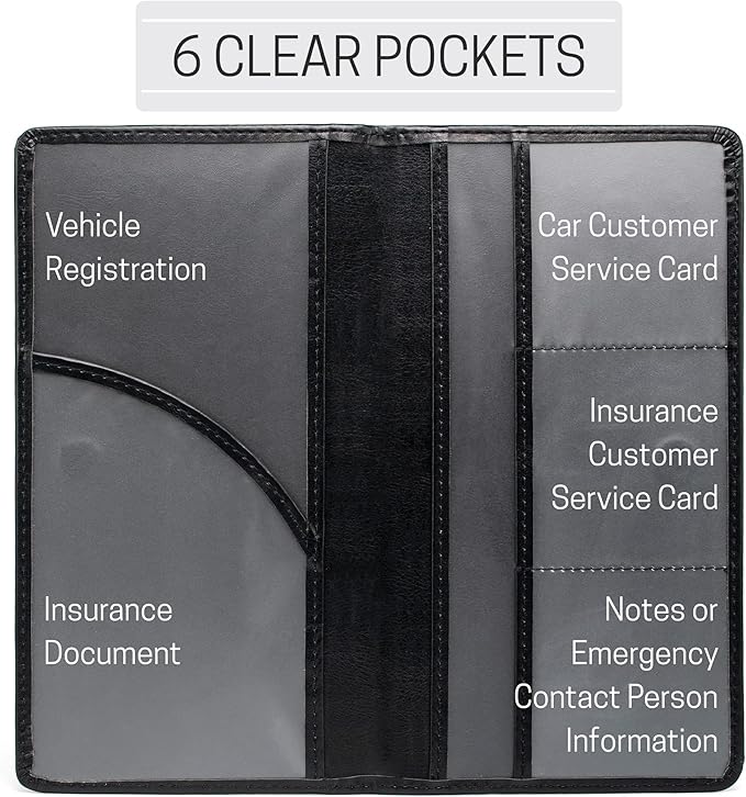 CANOPUS Car Registration and Insurance Holder, PU Leather Card Holder, Vehicle - Image 3