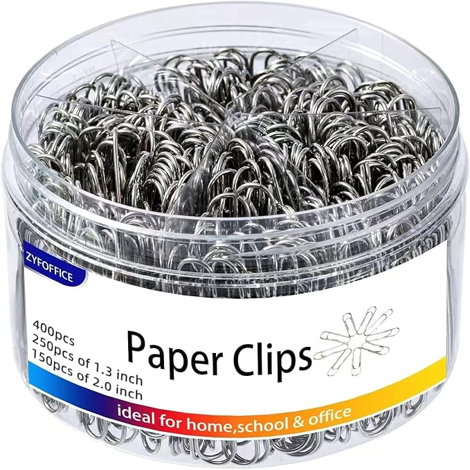 Shiny Silver Jumbo Paper Clips, 1.3 Inch & 2 Inch, School & Home Document by ZYFOFFICE