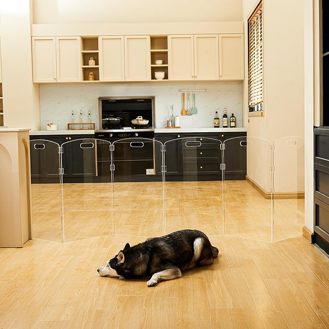 Modern Frame Clear Acrylic Freestanding Dog Gate - Image 2