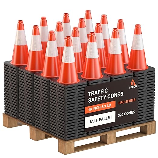 GECCO ™ 18 Inch 3.3 Lb Small Orange Traffic Cones in Bulk | Wholesale Safety by GECCO