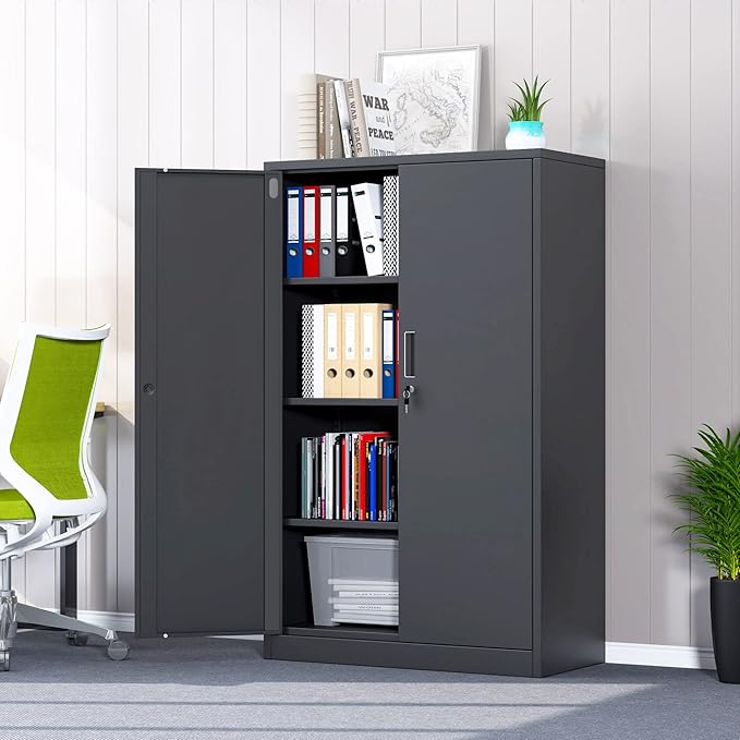 Metal Storage Cabinet with Locking Doors and 3 Adjustable Shelves, 53.5-Inch - Image 2