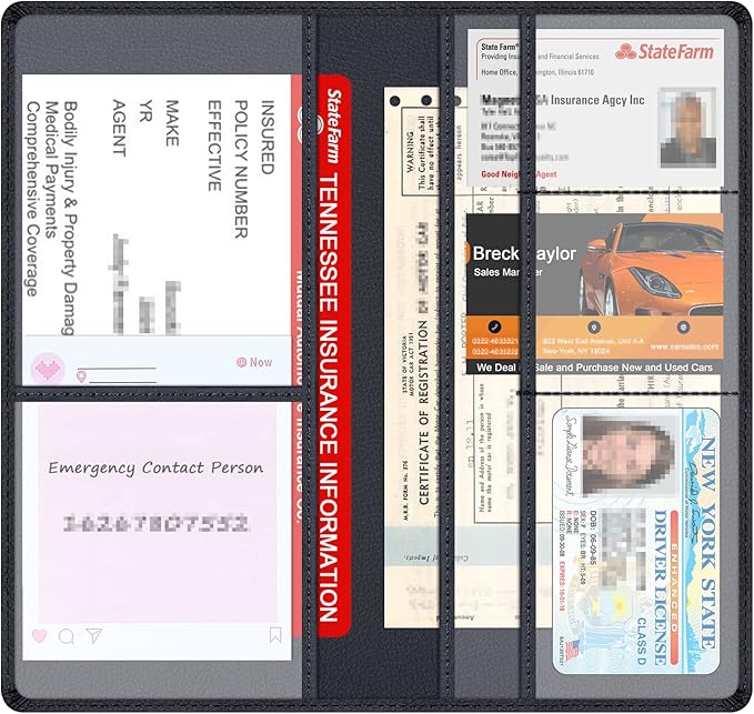 Car Insurance and Registration Holder, 9.5 x 5 Inch PU Leather Vehicle Glove - Image 3