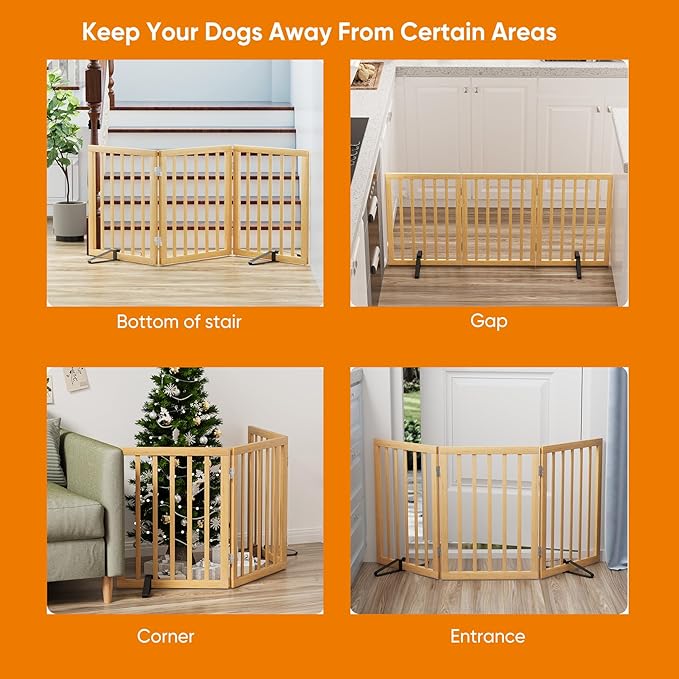 Dog Gates for Doorways Stairs, Foldable Freestanding Pet Gate, Dog Fences Indoor - Image 4