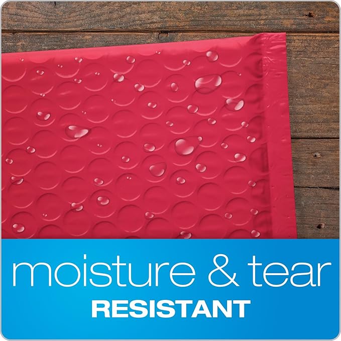 Quality Park Bubble Mailers, 8.25 x 11 Shipping Envelopes, Water Resistant Red - Image 2