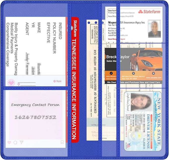 Car Insurance and Registration Holder, 9.5 x 5 Inch PU Leather Vehicle Glove - Image 3
