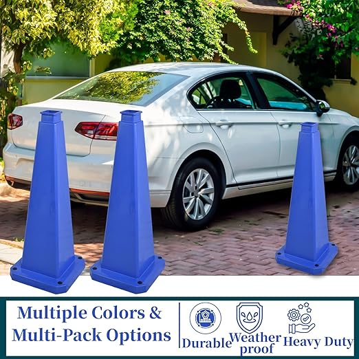 BESEA 3 Pack 28" Bright Blue Traffic Safety Cones - Image 6