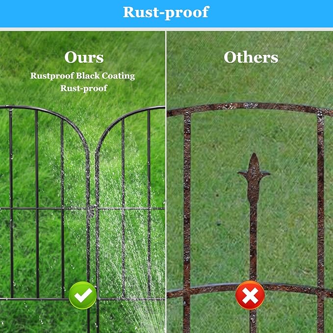 Decorative Garden Fence 24 Pack Black, 24 Ft X 24 in Animal Barrier Fences - Image 4
