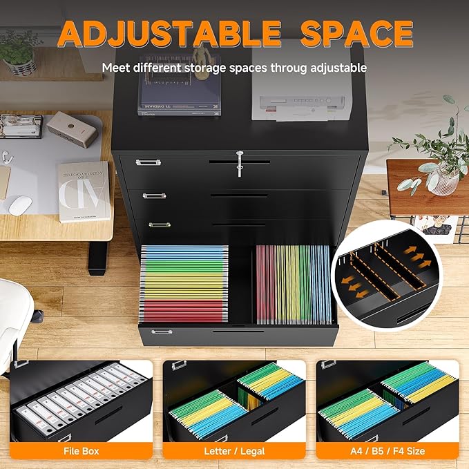File Cabinet 4 Drawer, Lateral Filing Cabinet - Image 4