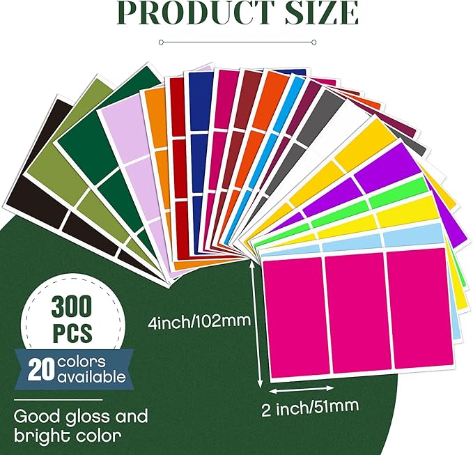 Marspark 300 Pieces Colored Labels Stickers 2" x 4" Large Color Coded Labels - Image 2