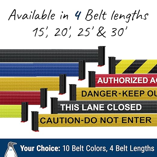 WM412 Retractable Belt Wall Mounted Smooth Black Crowd Control Barrier and - Image 4