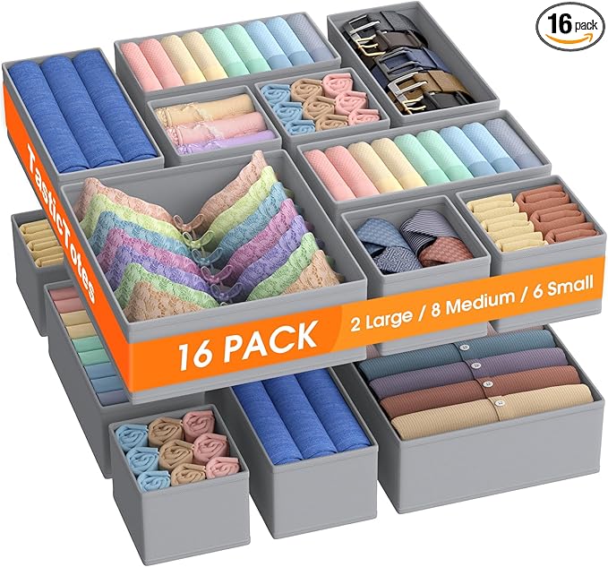 Drawer Organizer Clothes, 16 Pack Drawer Organizers and Underwear Organizer by Unknown